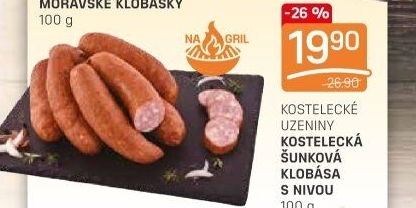 Šunková klobása s nivou Kostelecké uzeniny
