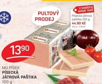 Paštika játrová písecká Maso uzeniny Písek