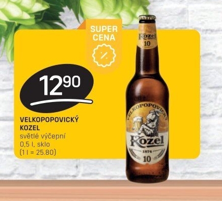 Pivo světlé výčepní 10°Velkopopovický Kozel