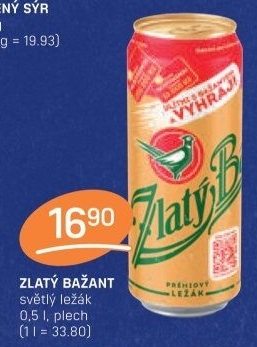 Pivo světlý ležák 12° Zlatý Bažant
