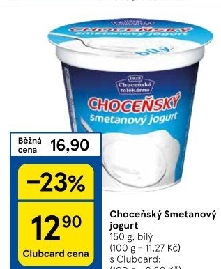 Bílý jogurt smetanový Choceňský