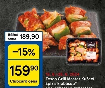Kuřecí špíz s klobásou Grill Master Tesco
