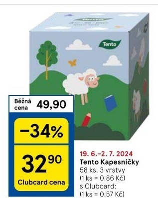 Papírové kapesníčky 3vrstvé Tento - box