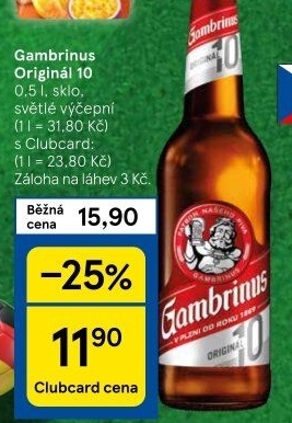 Pivo světlé výčepní Originál 10° Gambrinus