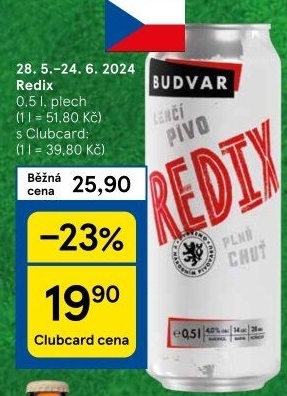 Pivo světlé výčepní Redix Budweiser Budvar