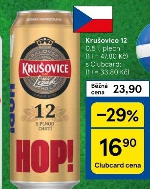 Pivo světlý ležák 12° Krušovice