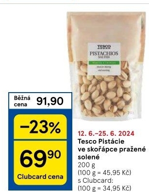 Pražené pistácie Tesco