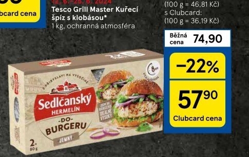 Sýr Hermelín do burgeru Sedlčanský