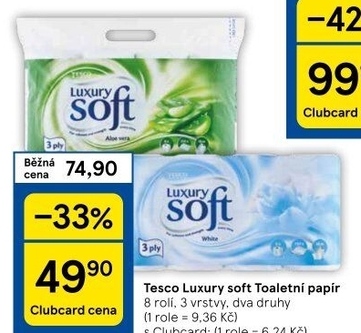 Toaletní papír 3vrstvý Luxury Tesco