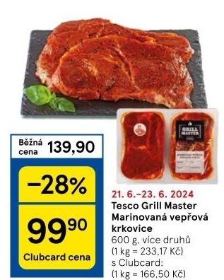 Vepřová krkovice marinovaná Grill Master Tesco