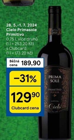 Víno Primitivo Primasole Cielo