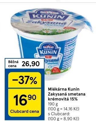 Zakysaná smetana krémovitá Mlékárna Kunín 15%