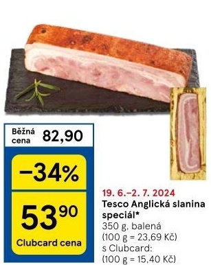 Anglická slanina speciál Tesco