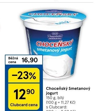 Bílý jogurt smetanový Choceňský