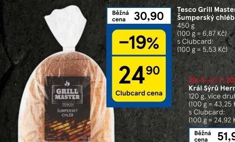 Chléb Šumperský Grill Master Tesco