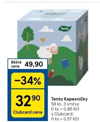 Papírové kapesníčky 3vrstvé Tento - box