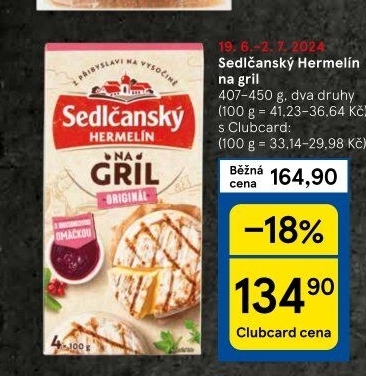 Sýr Hermelín na gril Sedlčanský
