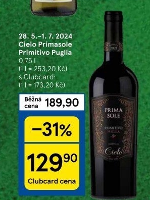Víno Primitivo Puglia Cielo e Terra