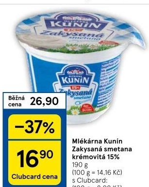 Zakysaná smetana krémovitá Mlékárna Kunín 15%