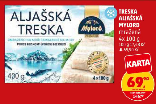 Aljašská treska filé bez kosti mražené Premium Mylord