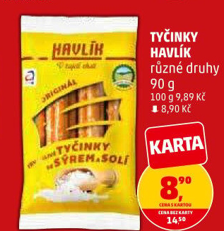 Tyčinky trvanlivé se sýrem a solí Havlík