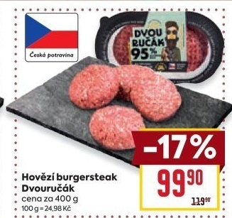 Hovězí burger dvouručák Láďa Grileman Kostelecké uzeniny