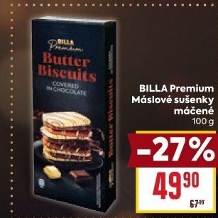 Sušenky máslové celomáčené Billa Premium