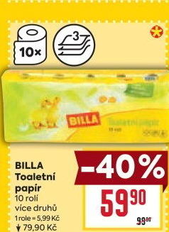 Toaletní papír 3vrstvý Billa
