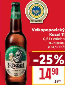 Pivo světlý ležák 11° Medium Velkopopovický Kozel
