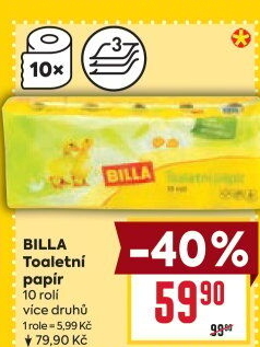 Toaletní papír 3vrstvý Billa