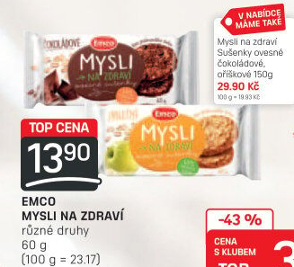 Ovesné sušenky Mysli na zdraví Emco