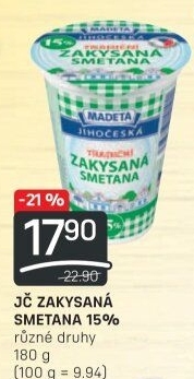 Smetana zakysaná Jihočeská Madeta 15%