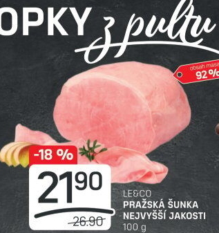 Šunka pražská nejvyšší jakosti LE&amp