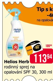 Mléko rodinné na opalování ve spreji OF 30 Helios Herb
