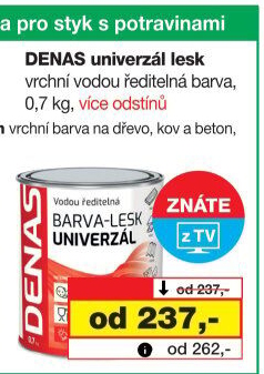 Vodou ředitelná vrchní barva Denas Uni Lesk