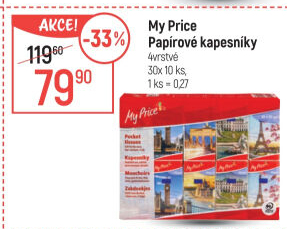 Papírové kapesníčky 4vrstvé My Price