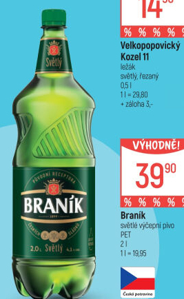 Pivo světlé výčepní 10° Braník