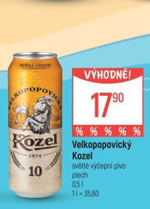 Pivo světlé výčepní 10°Velkopopovický Kozel