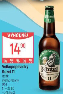 Pivo světlý ležák 11° Medium Velkopopovický Kozel
