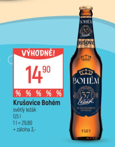 Pivo světlý ležák Bohém Krušovice