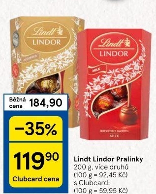 Bonboniéra Pralinky Lindor Lindt