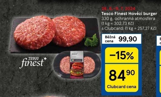 Hovězí hamburger Tesco Finest