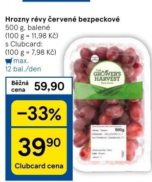 Hrozny červené bezsemenné The Grower'