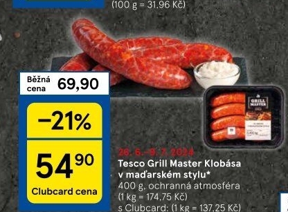 Klobásy maďarské Grill Master Tesco