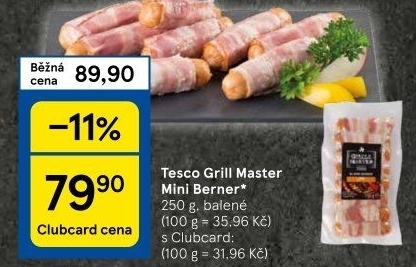 Miniberner se slaninou Grill Master Tesco