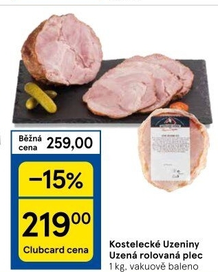 Uzená rolovaná plec Kostelecké uzeniny