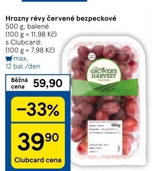 Hrozny červené bezsemenné The Grower'