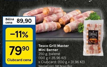 Miniberner se slaninou Grill Master Tesco