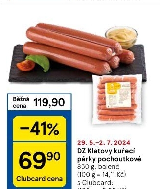 Párky kuřecí pochoutkové DZ Klatovy