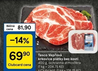 Vepřová krkovice bez kosti Tesco
